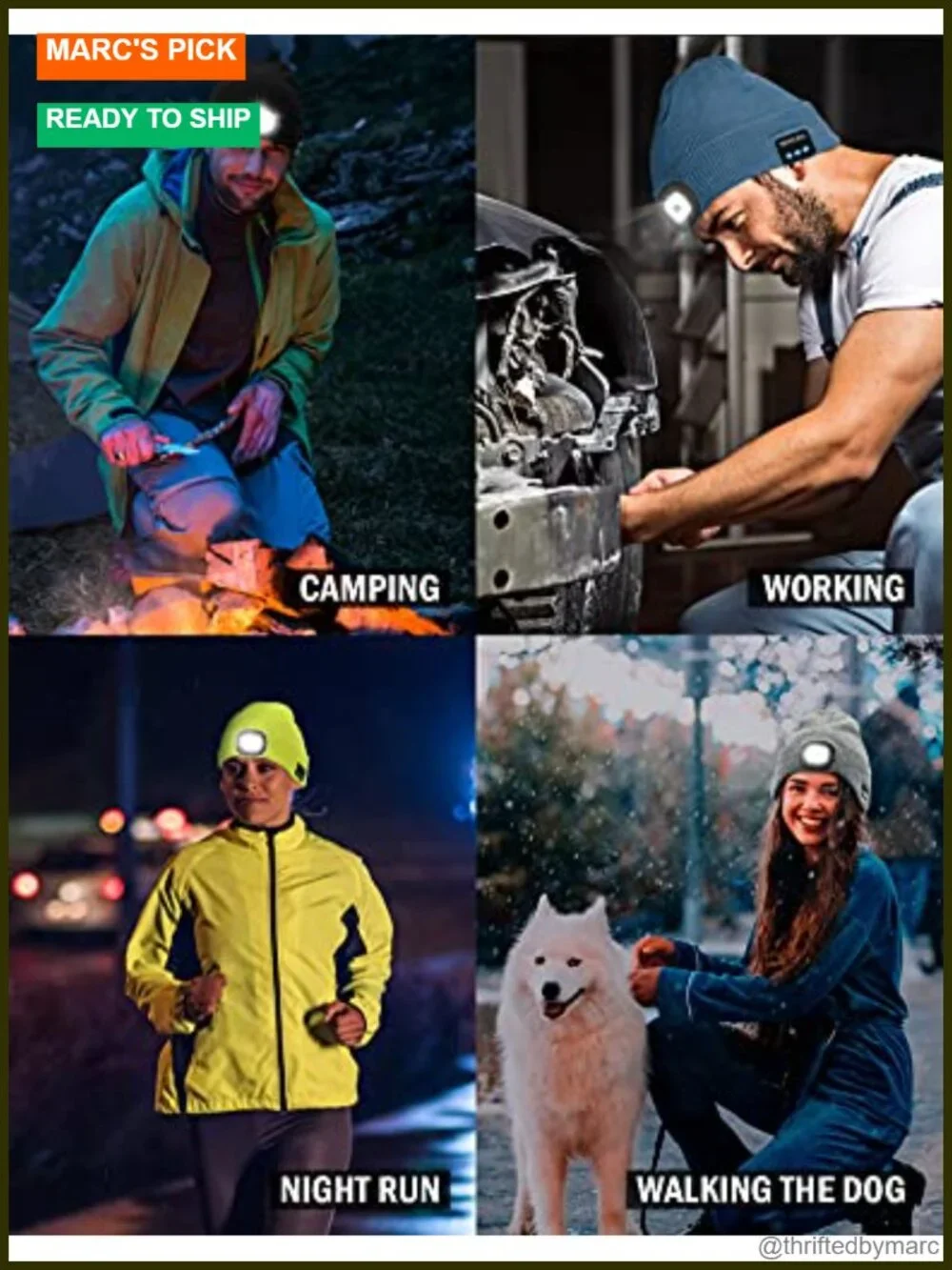 Bluetooth Beanie LED Light Hat Rechargeable Hands-Free Headphones Gift